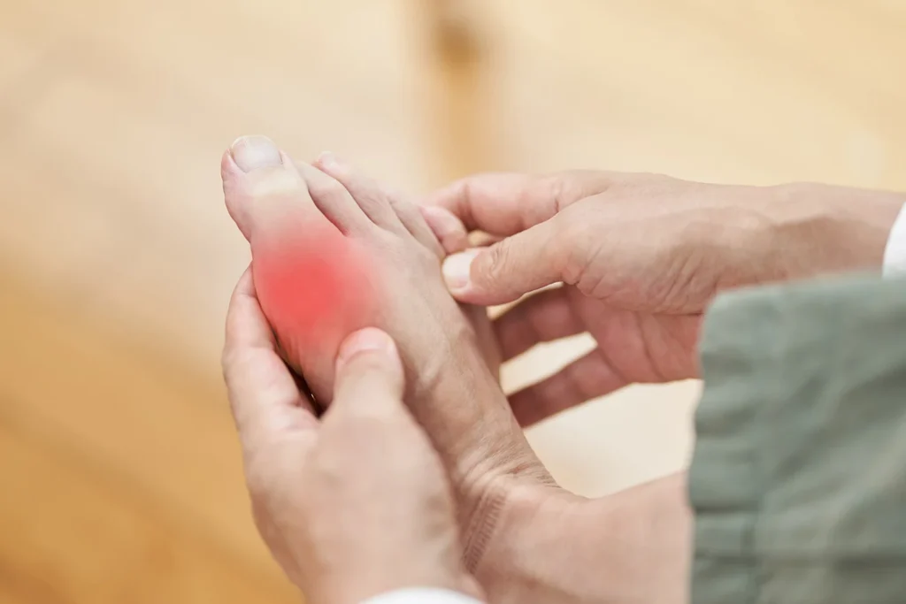 man s foot receiving medical